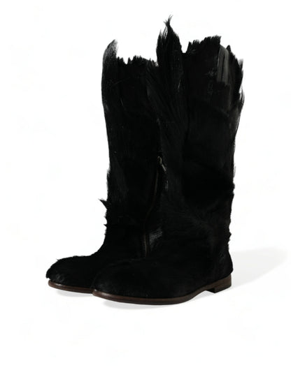 Dolce & Gabbana Opulent Gazelle Fur Mid Calf Boots Dolce & Gabbana