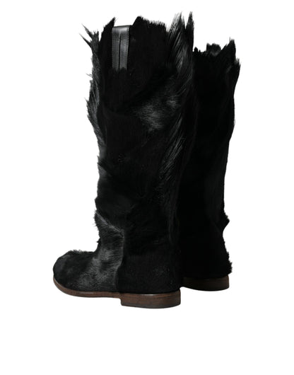 Dolce & Gabbana Opulent Gazelle Fur Mid Calf Boots Dolce & Gabbana