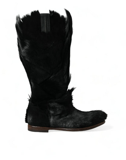 Dolce & Gabbana Opulent Gazelle Fur Mid Calf Boots Dolce & Gabbana