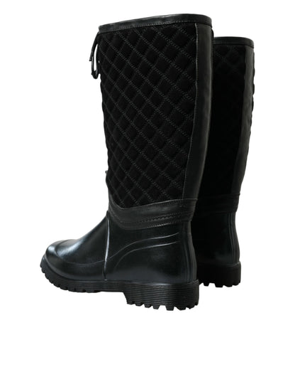 Dolce & Gabbana Elegant Quilted Lace-Up Rain Boots Dolce & Gabbana