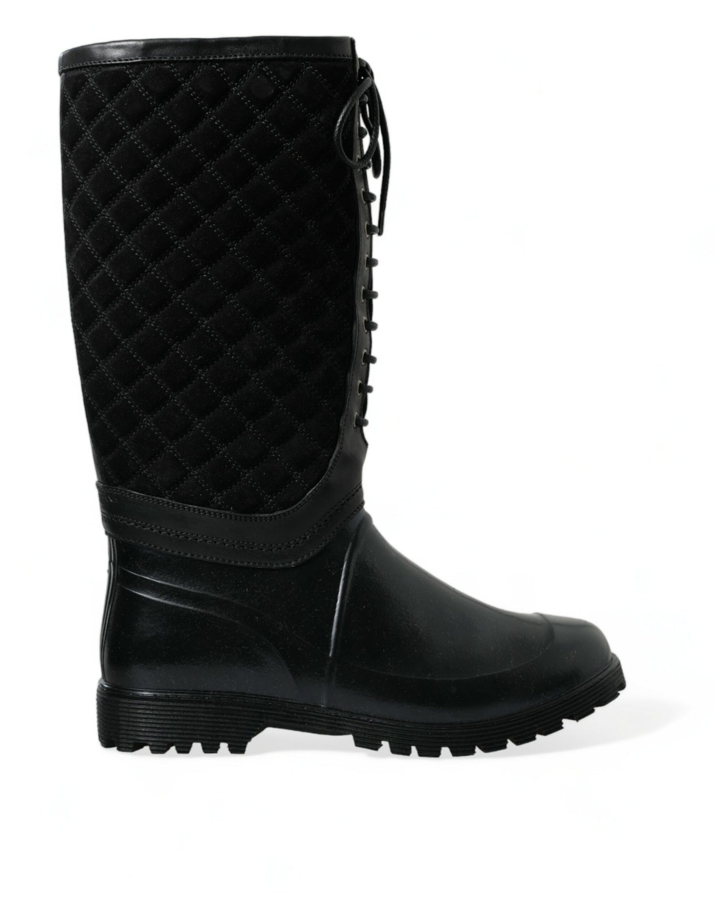 Dolce & Gabbana Elegant Quilted Lace-Up Rain Boots Dolce & Gabbana