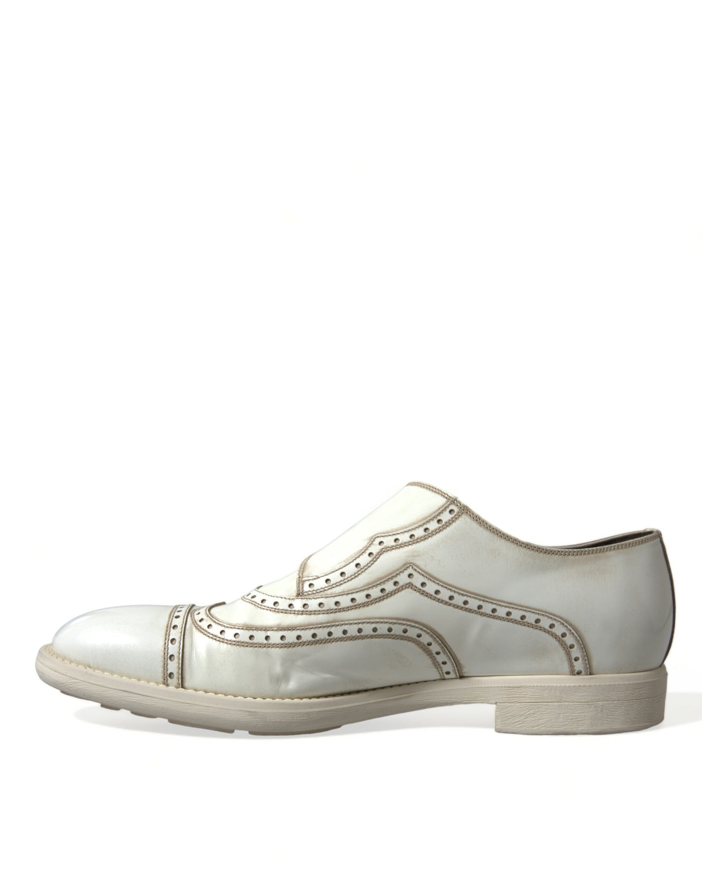 Dolce & Gabbana Elegant White Leather Derby Dress Shoes Dolce & Gabbana