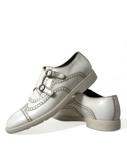 Dolce & Gabbana Elegant White Leather Derby Dress Shoes Dolce & Gabbana