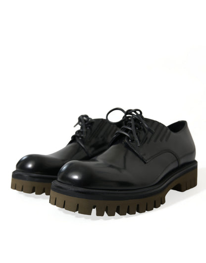 Dolce & Gabbana Elegant Black Leather Derby Dress Shoes Dolce & Gabbana