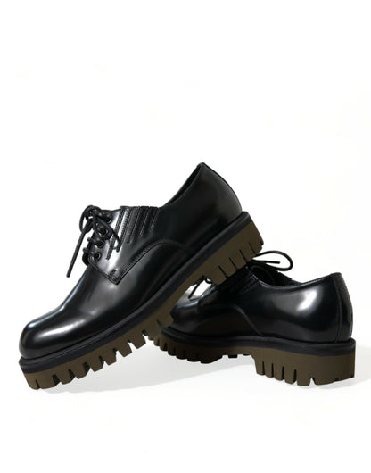 Dolce & Gabbana Elegant Black Leather Derby Dress Shoes Dolce & Gabbana