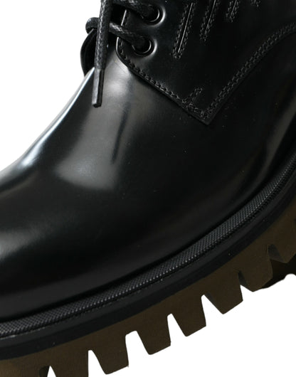 Dolce & Gabbana Elegant Black Leather Derby Dress Shoes Dolce & Gabbana