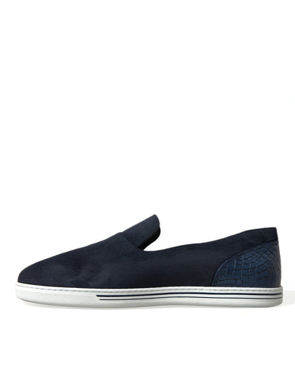 Dolce & Gabbana Elegant Blue Suede Leather Loafers Dolce & Gabbana