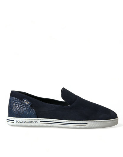 Dolce & Gabbana Elegant Blue Suede Leather Loafers Dolce & Gabbana