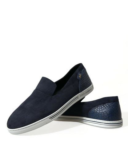 Dolce & Gabbana Elegant Blue Suede Leather Loafers Dolce & Gabbana