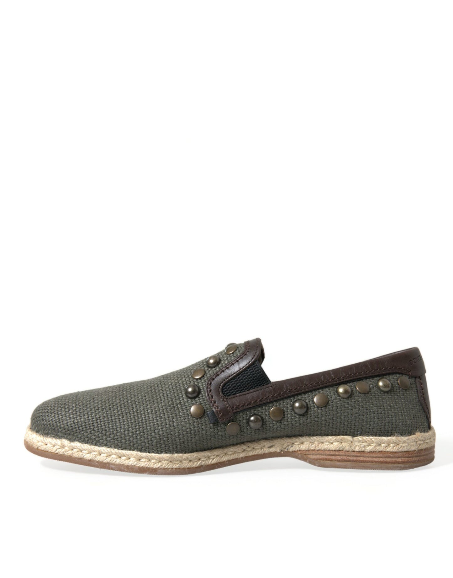 Dolce & Gabbana Studded Canvas Loafer Slipper Shoes Dolce & Gabbana