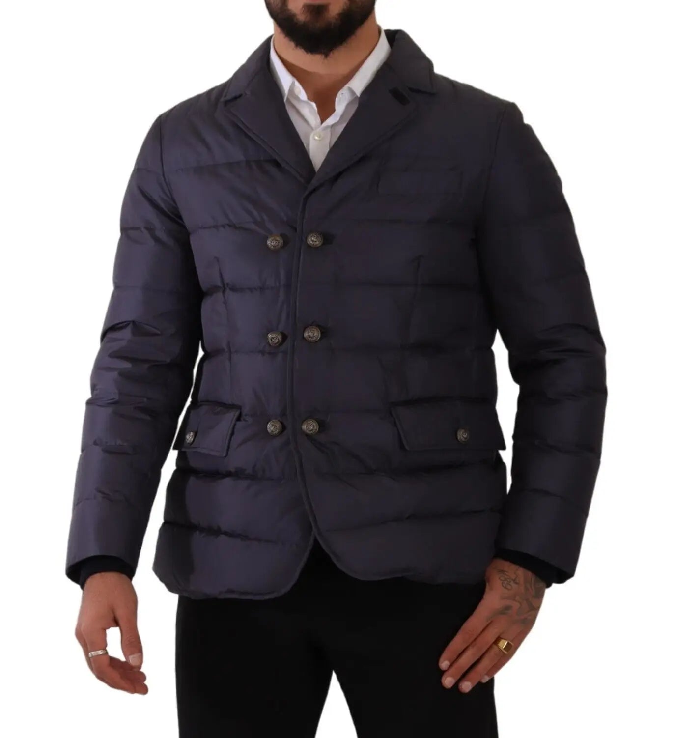 Dolce & Gabbana Elegant Dark Blue Silk Blend Jacket Dolce & Gabbana