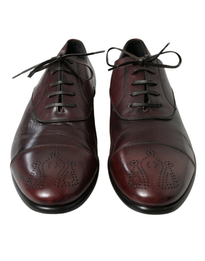 Dolce & Gabbana Elegant Burgundy Leather Derby Shoes Dolce & Gabbana