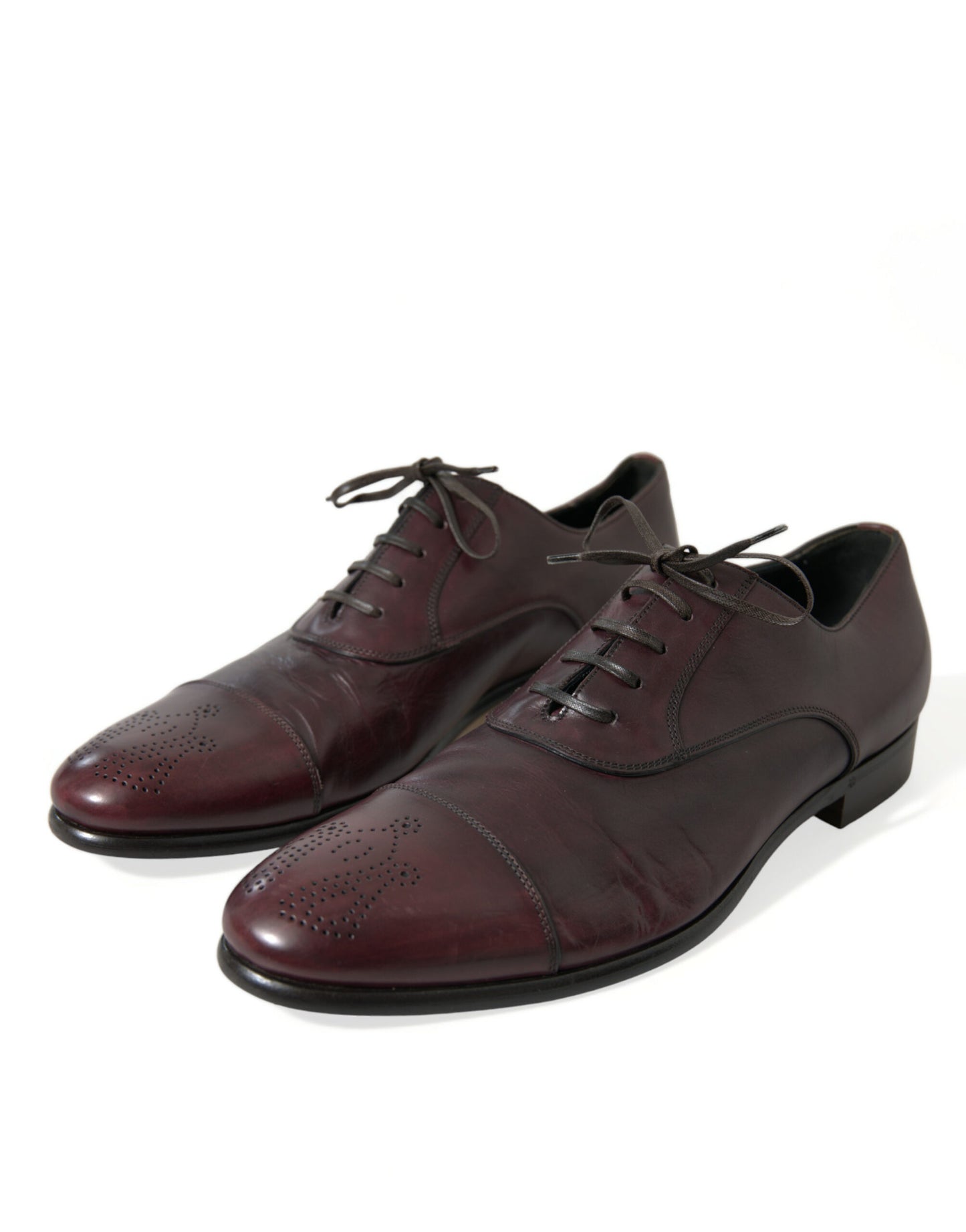 Dolce & Gabbana Elegant Burgundy Leather Derby Shoes Dolce & Gabbana