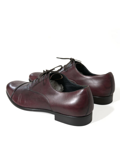 Dolce & Gabbana Elegant Burgundy Leather Derby Shoes Dolce & Gabbana