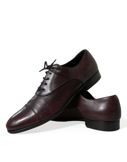 Dolce & Gabbana Elegant Burgundy Leather Derby Shoes Dolce & Gabbana