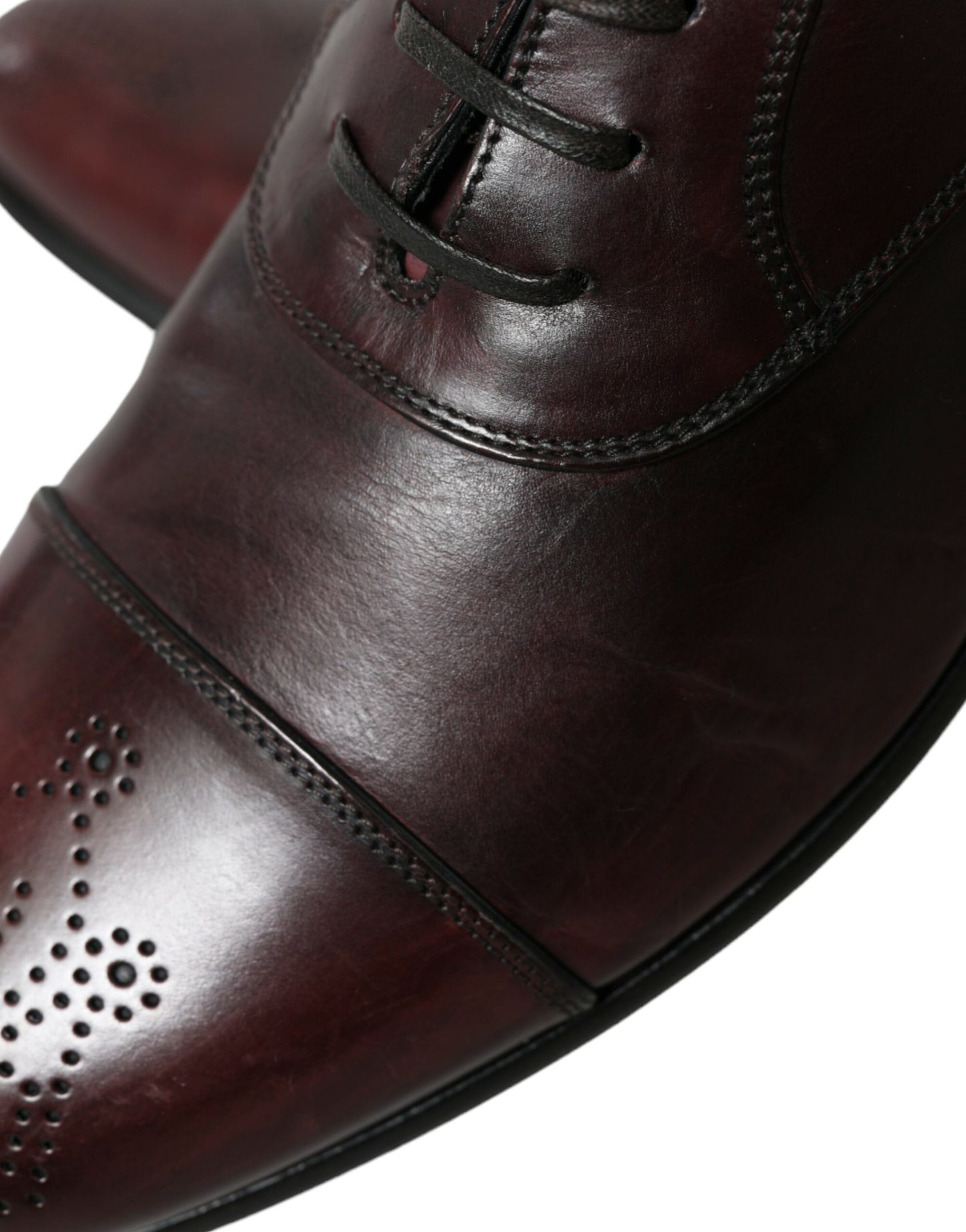 Dolce & Gabbana Elegant Burgundy Leather Derby Shoes Dolce & Gabbana