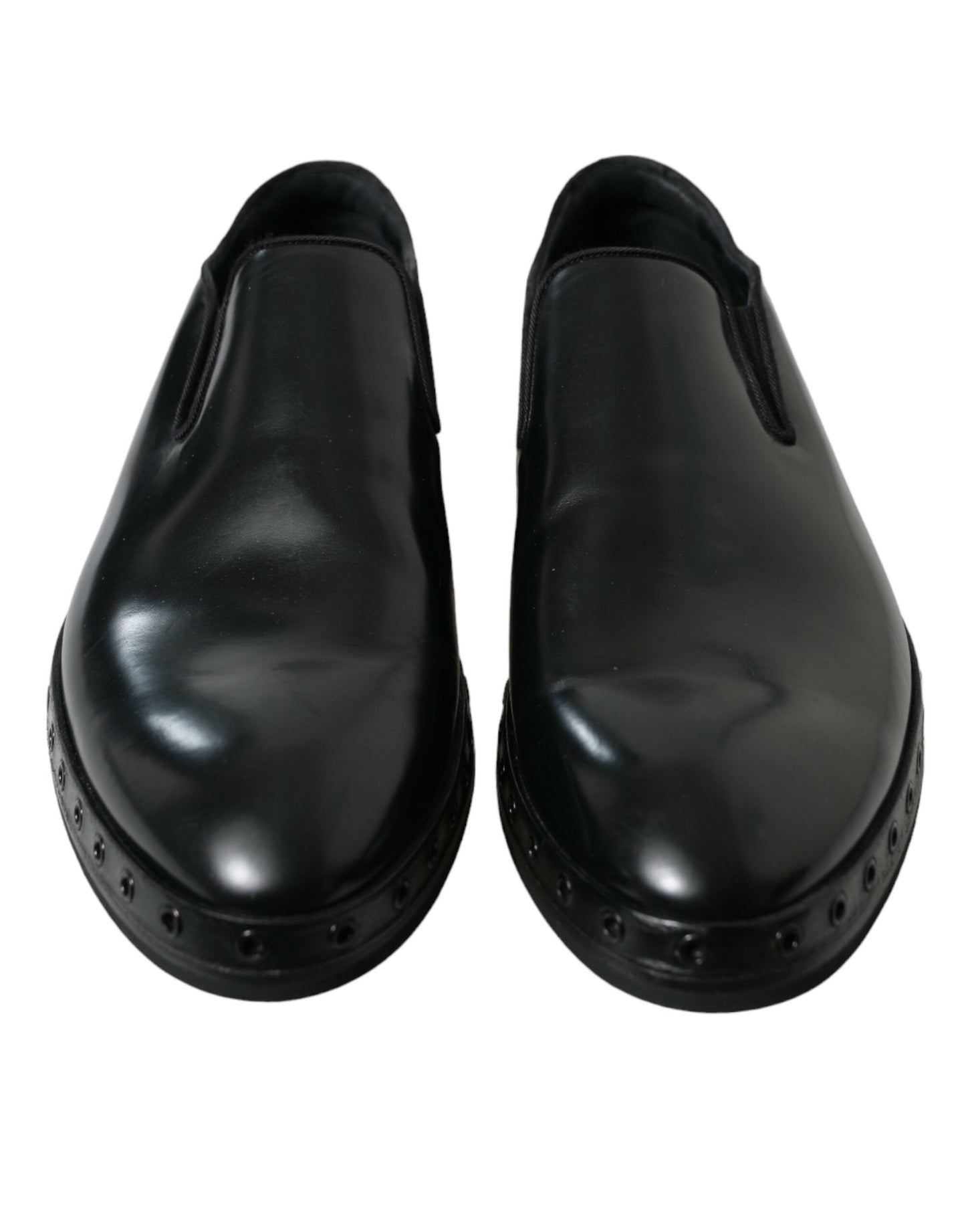 Dolce & Gabbana Elegant Black Leather Studded Loafers Dolce & Gabbana