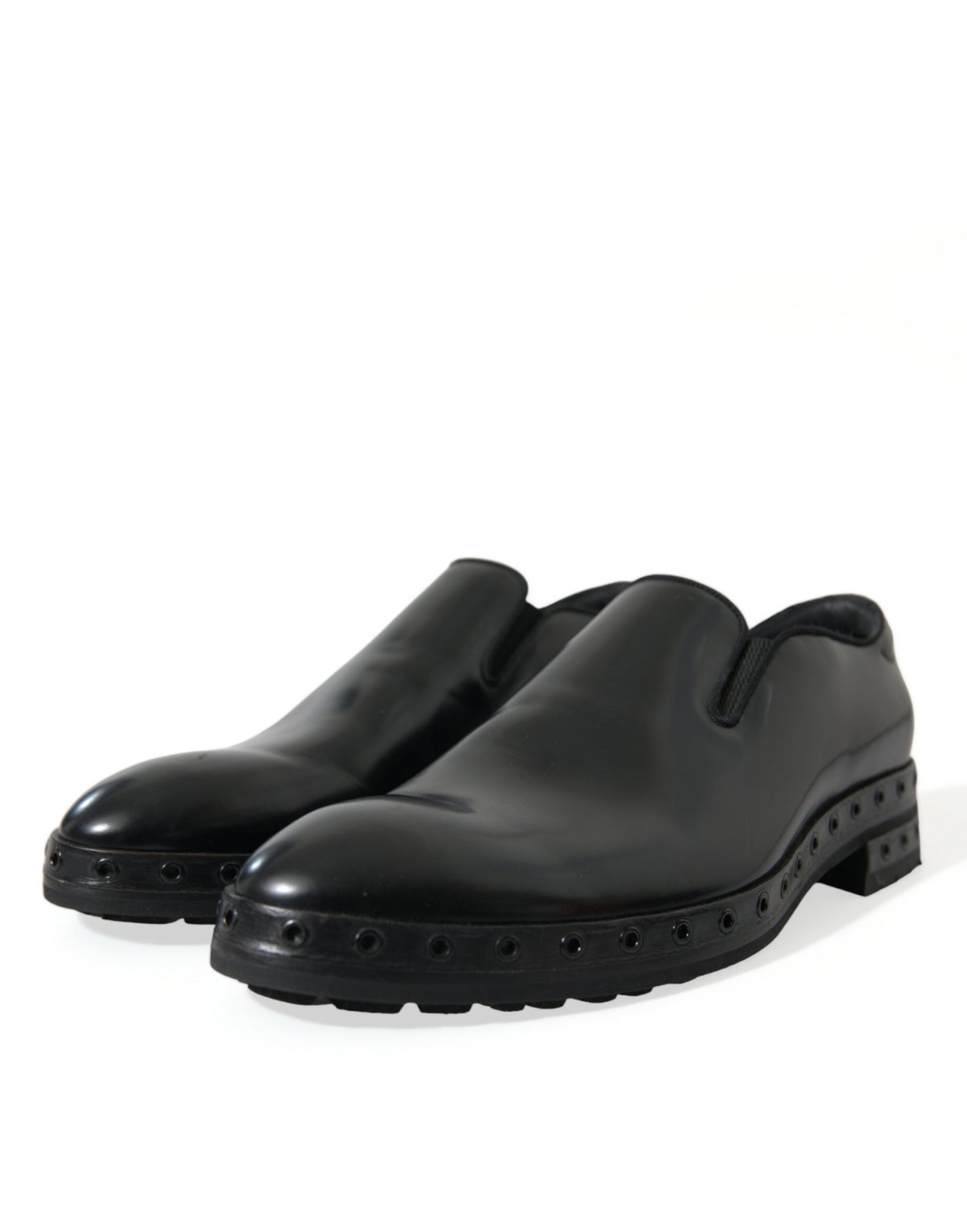 Dolce & Gabbana Elegant Black Leather Studded Loafers Dolce & Gabbana