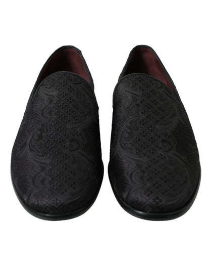 Dolce & Gabbana Elegant Black Brocade Dress Loafers Dolce & Gabbana