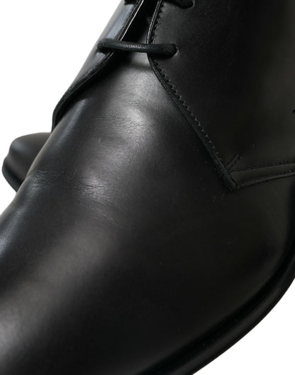 Dolce & Gabbana Elegant Black Leather Derby Dress Shoes Dolce & Gabbana