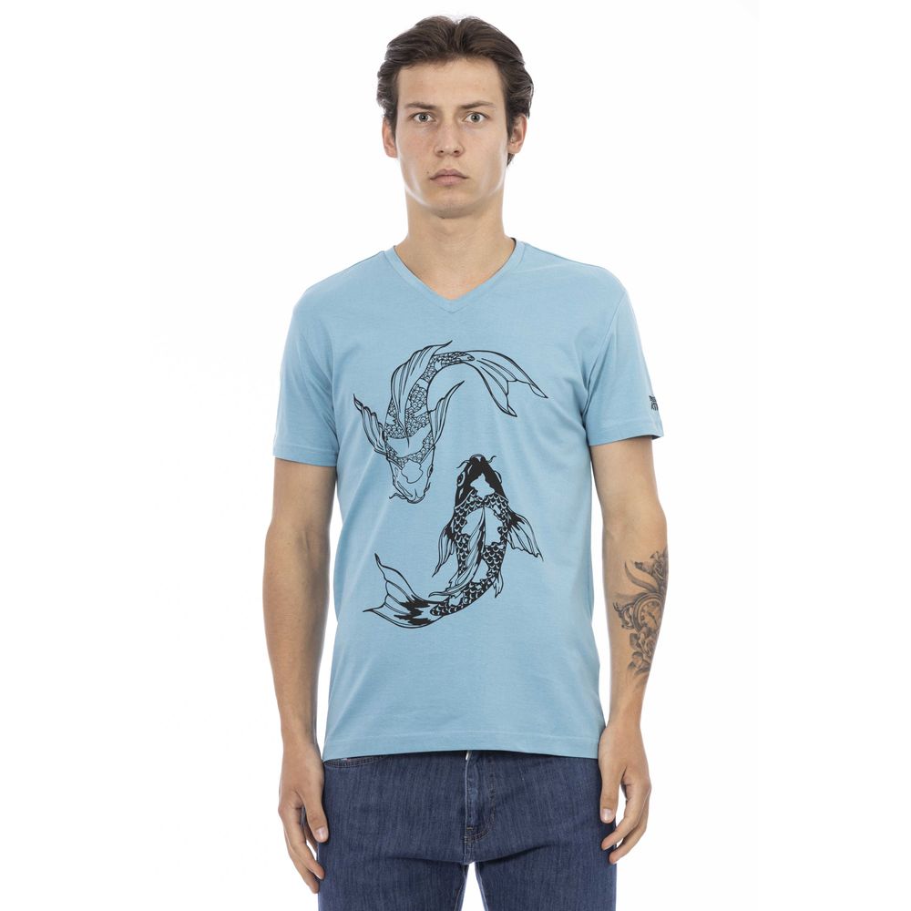 Trussardi Action Light Blue Cotton Men T-Shirt Trussardi Action