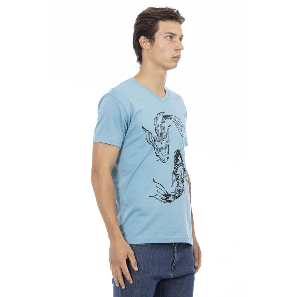 Trussardi Action Light Blue Cotton Men T-Shirt Trussardi Action