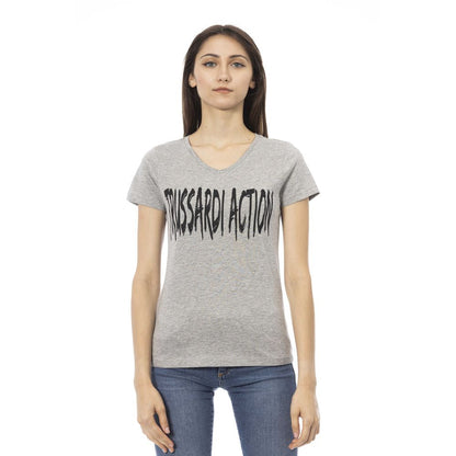 Trussardi Action Gray Cotton Women's Top Trussardi Action