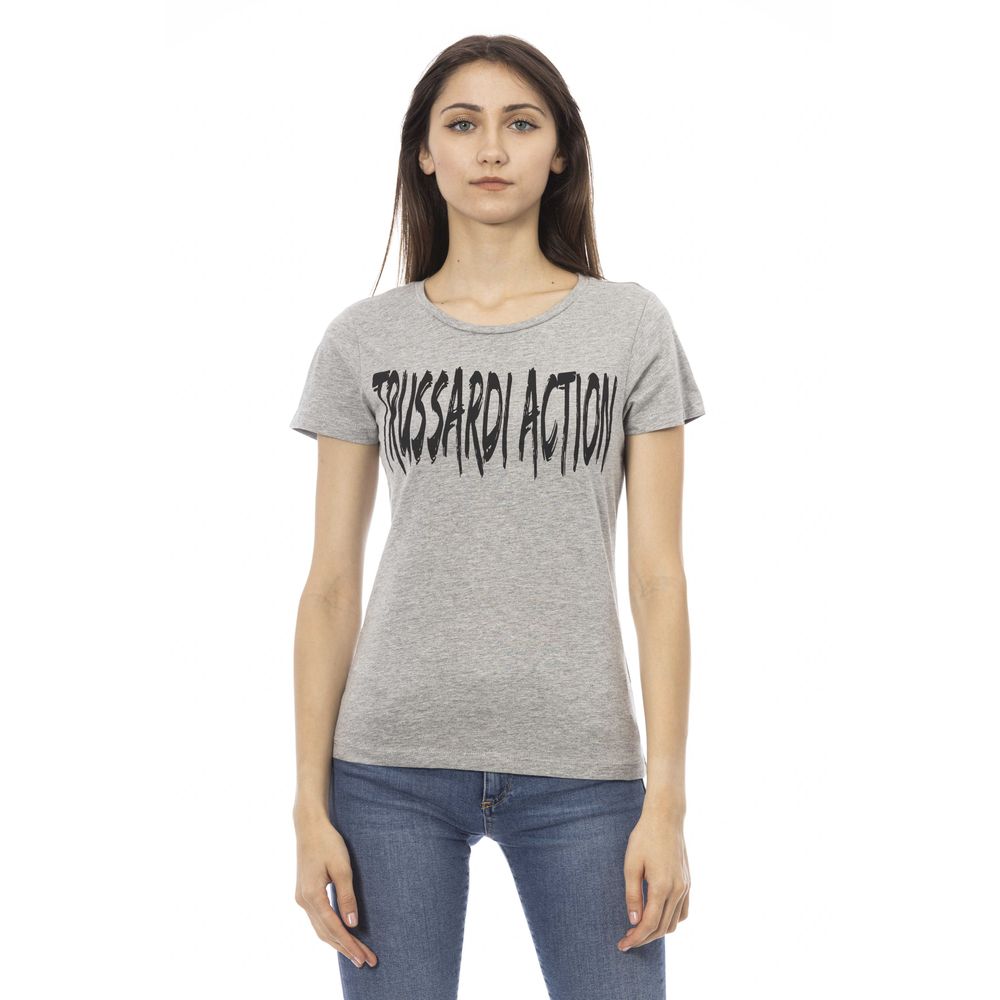 Trussardi Action Gray Cotton Women Top Trussardi Action