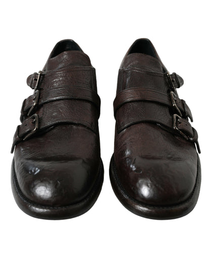 Dolce & Gabbana Elegant Triple Buckle Leather Dress Shoes Dolce & Gabbana