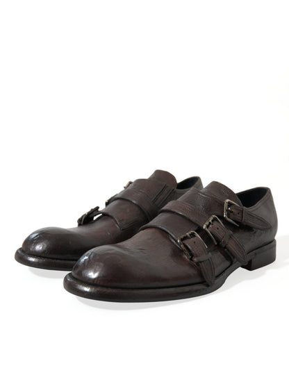 Dolce & Gabbana Elegant Triple Buckle Leather Dress Shoes Dolce & Gabbana