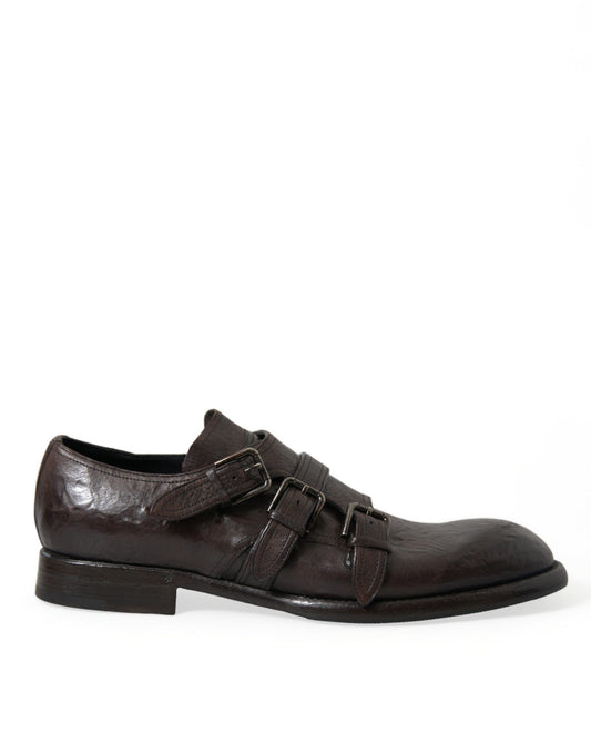 Dolce & Gabbana Elegant Triple Buckle Leather Dress Shoes Dolce & Gabbana