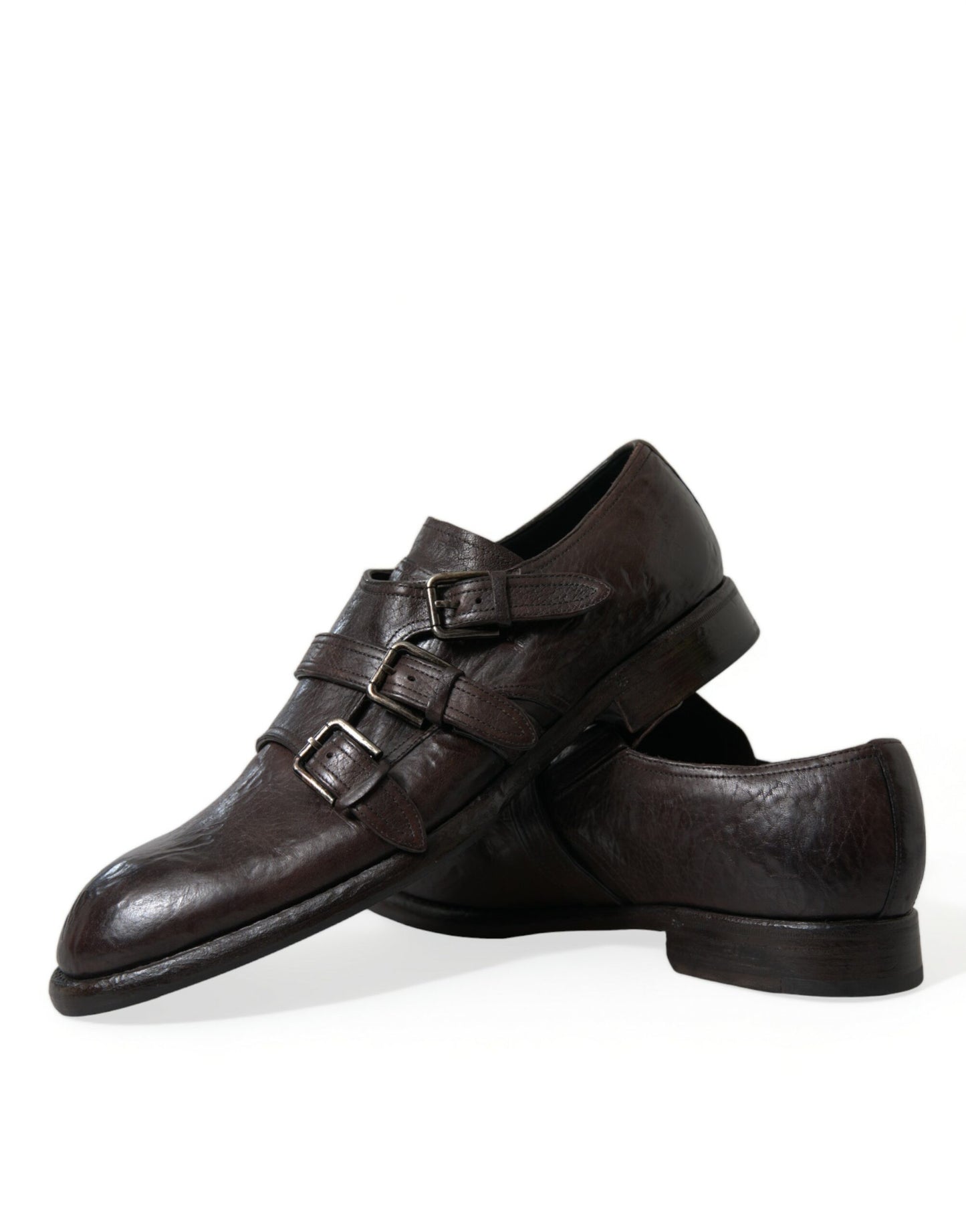 Dolce & Gabbana Elegant Triple Buckle Leather Dress Shoes Dolce & Gabbana