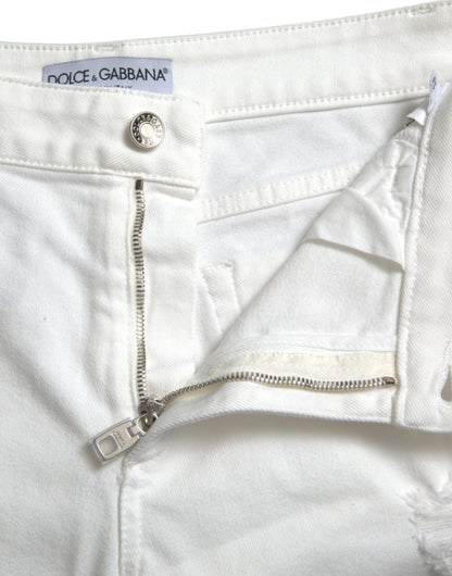 Dolce & Gabbana Elegant White Mid-Waist Denim Cropped Jeans Dolce & Gabbana