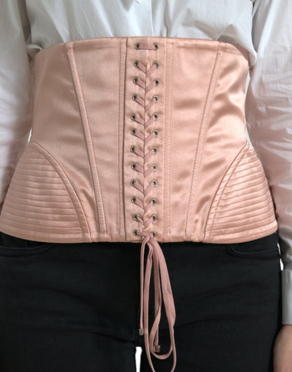 Dolce & Gabbana Elegant Pink Lace-Up Corset Belt Dolce & Gabbana