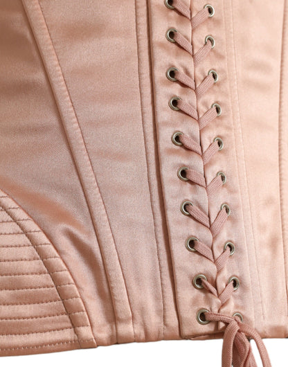 Dolce & Gabbana Elegant Pink Lace-Up Corset Belt Dolce & Gabbana