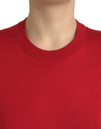 Dolce & Gabbana Silk Red Crew Neck Top Dolce & Gabbana