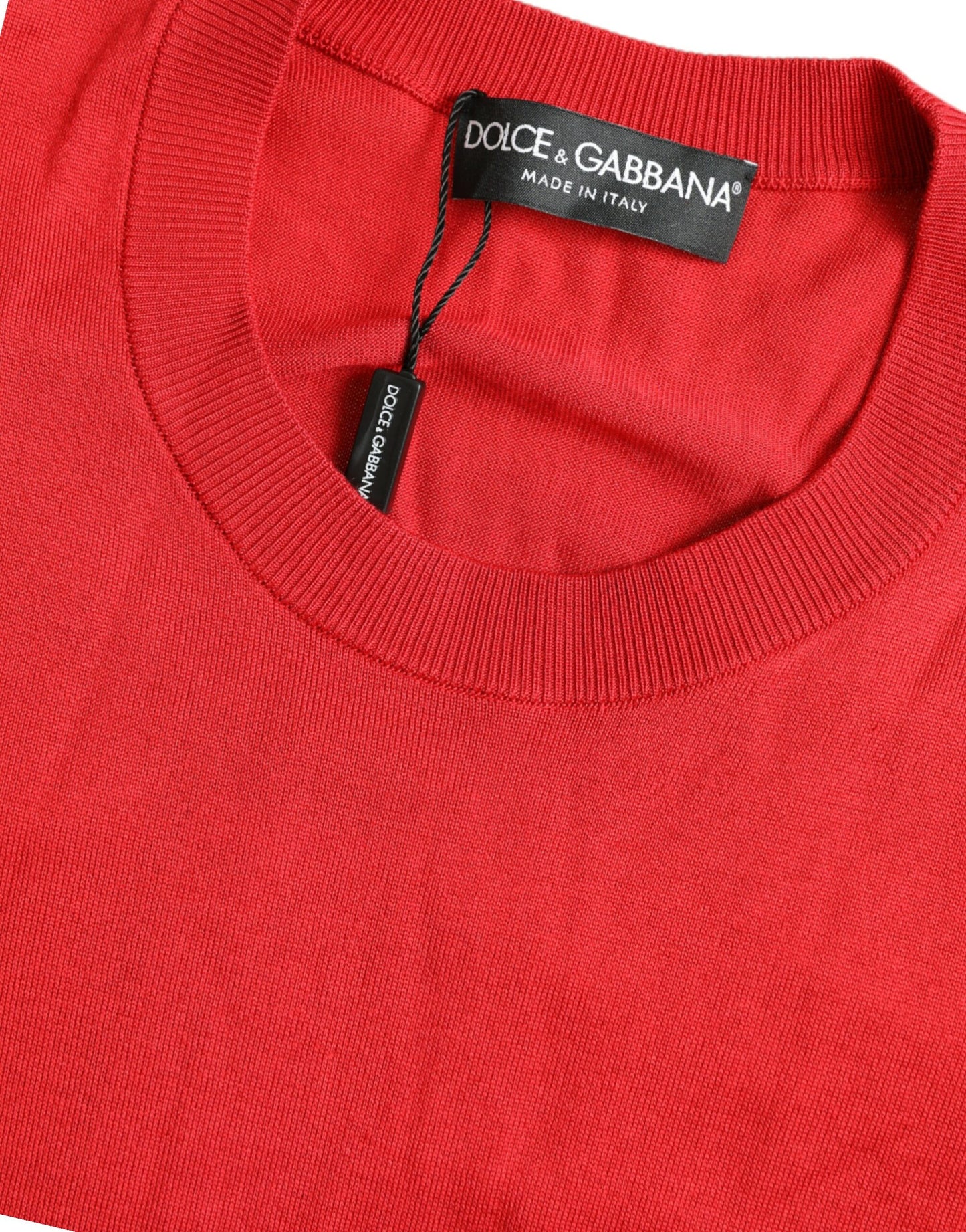 Dolce & Gabbana Silk Red Crew Neck Top Dolce & Gabbana