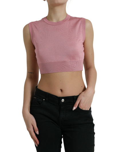 Dolce & Gabbana Elegant Silk Crew Neck Cropped Tank Top Dolce & Gabbana