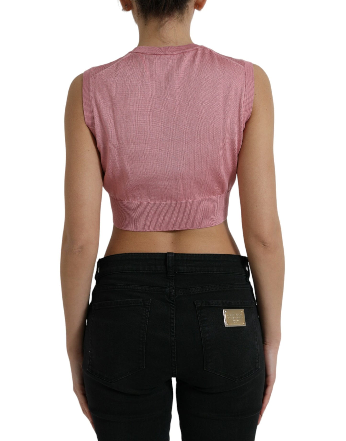 Dolce & Gabbana Elegant Silk Crew Neck Cropped Tank Top Dolce & Gabbana