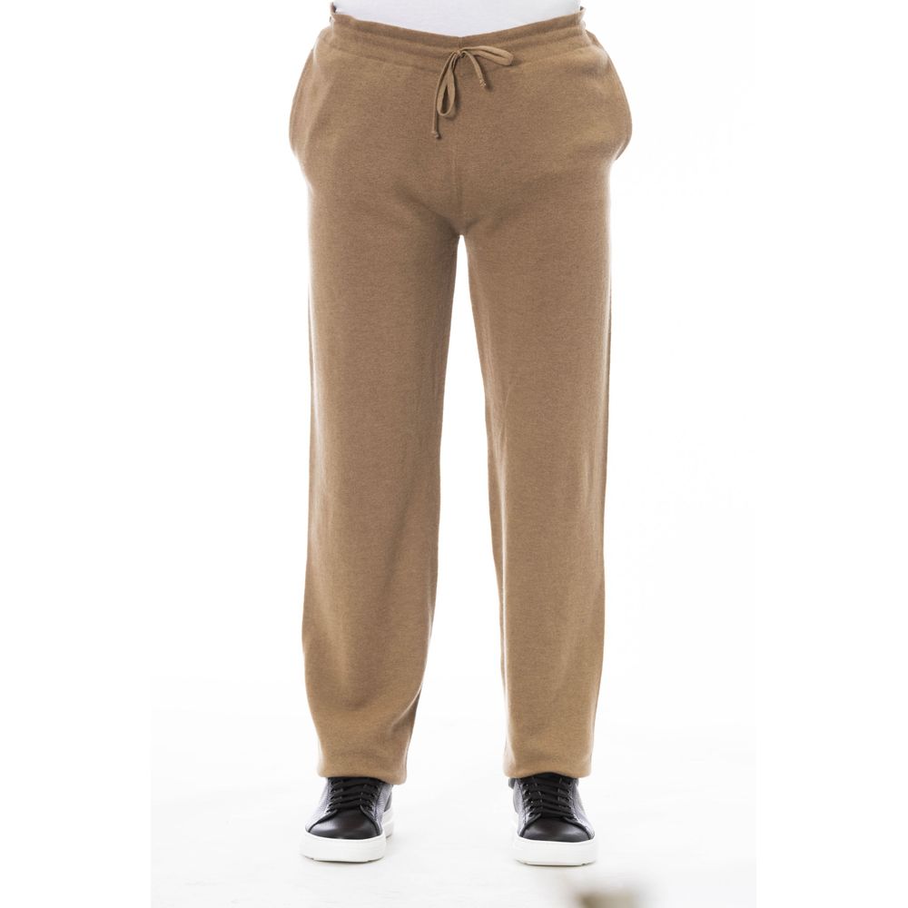 Alpha Studio Beige Wool Men Pant Alpha Studio