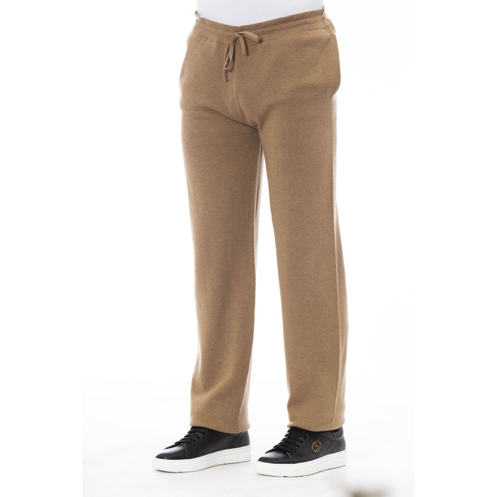 Alpha Studio Beige Wool Men Pant Alpha Studio