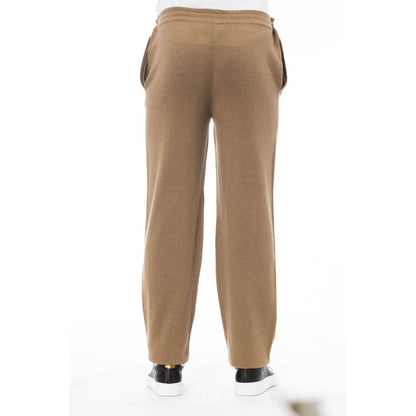 Alpha Studio Beige Wool Men Pant Alpha Studio