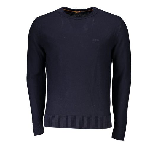 Hugo Boss Chic Blue Crew Neck Wool-Blend Sweater Hugo Boss