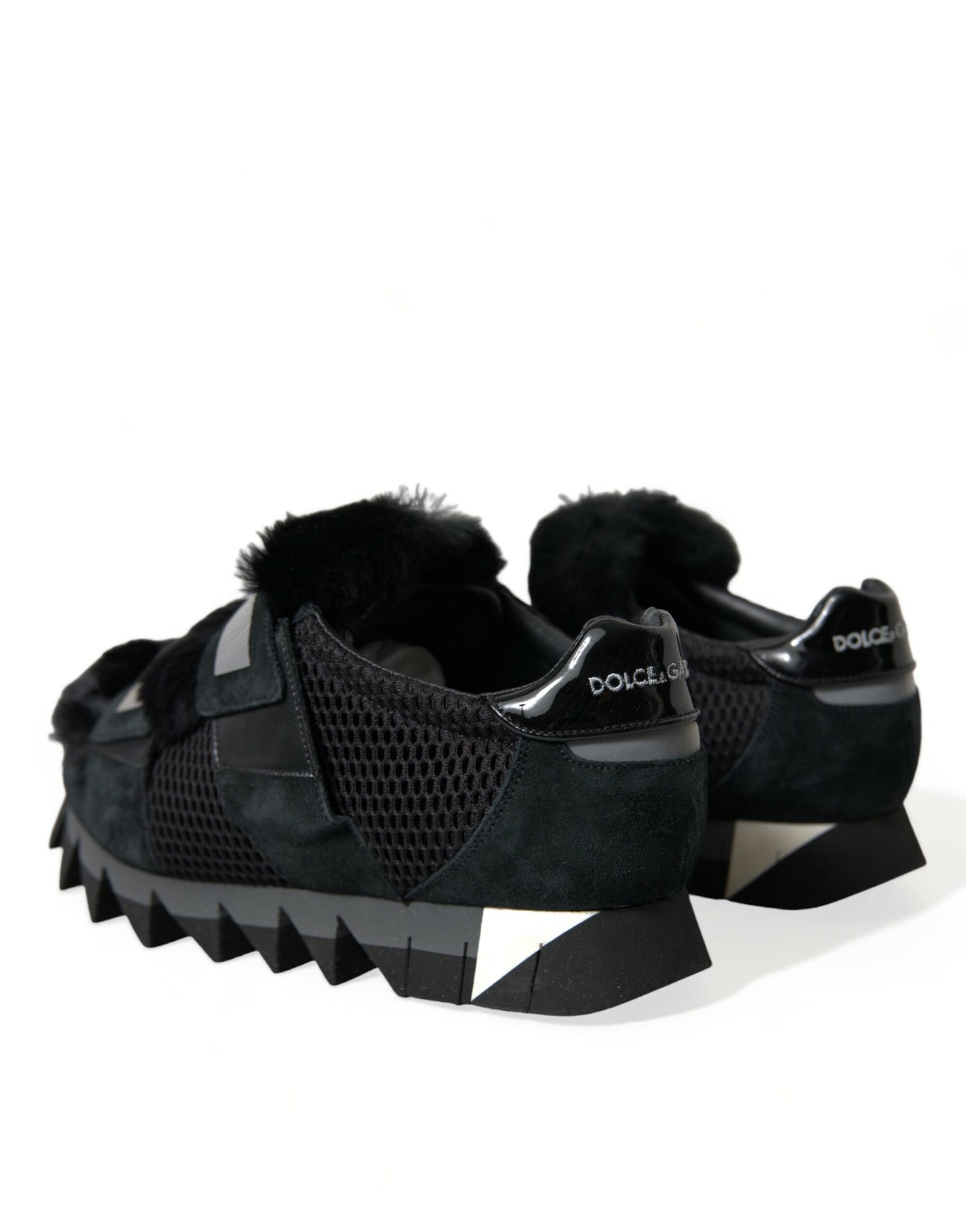 Dolce & Gabbana Elegant Fur-Embellished Suede Sneakers Dolce & Gabbana