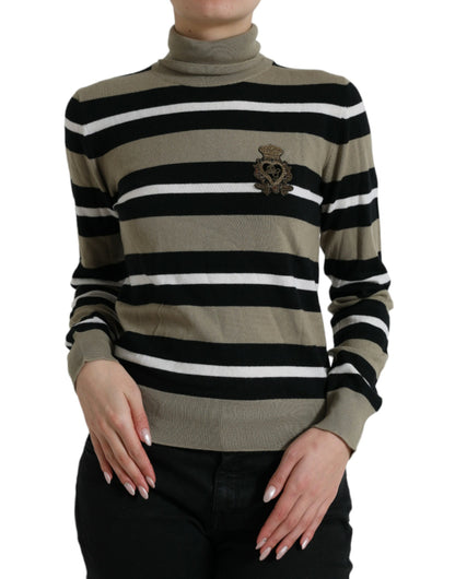 Dolce & Gabbana Elegant Striped Turtleneck Wool Sweater Dolce & Gabbana