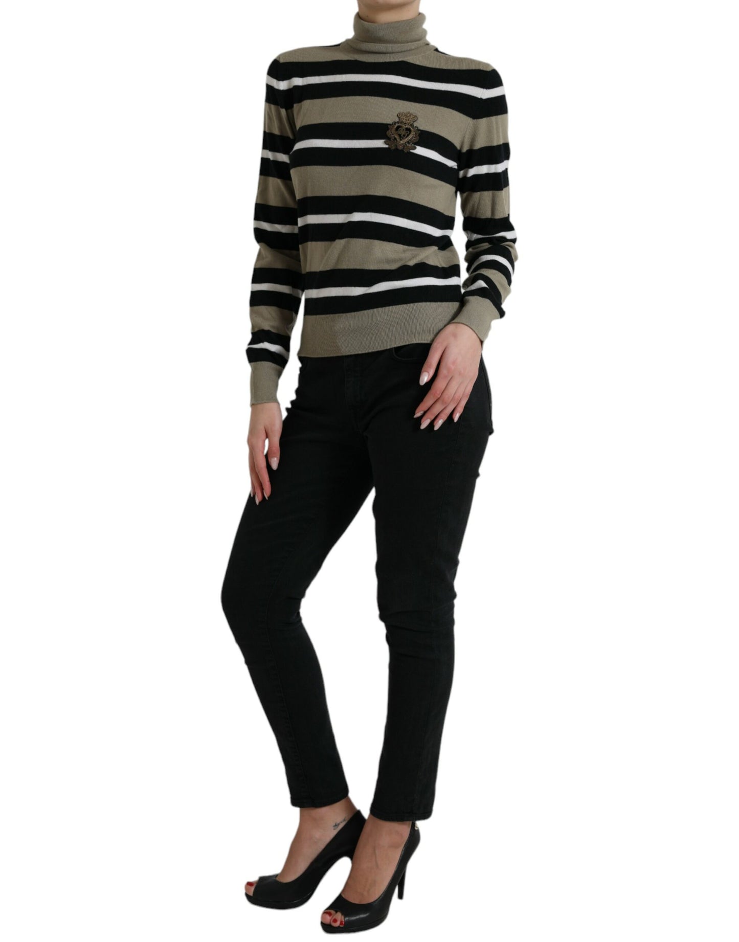 Dolce & Gabbana Elegant Striped Turtleneck Wool Sweater Dolce & Gabbana