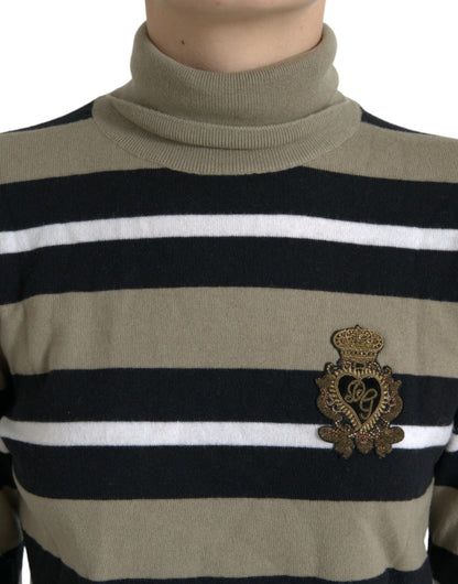 Dolce & Gabbana Elegant Striped Turtleneck Wool Sweater Dolce & Gabbana