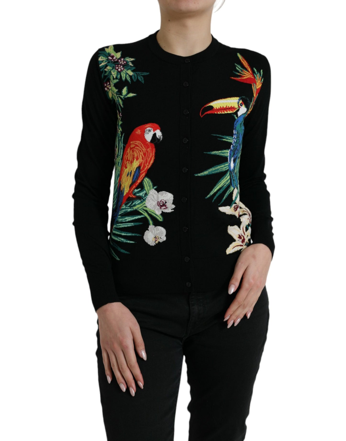 Dolce & Gabbana Elegant Wool Silk Printed Cardigan Sweater Dolce & Gabbana