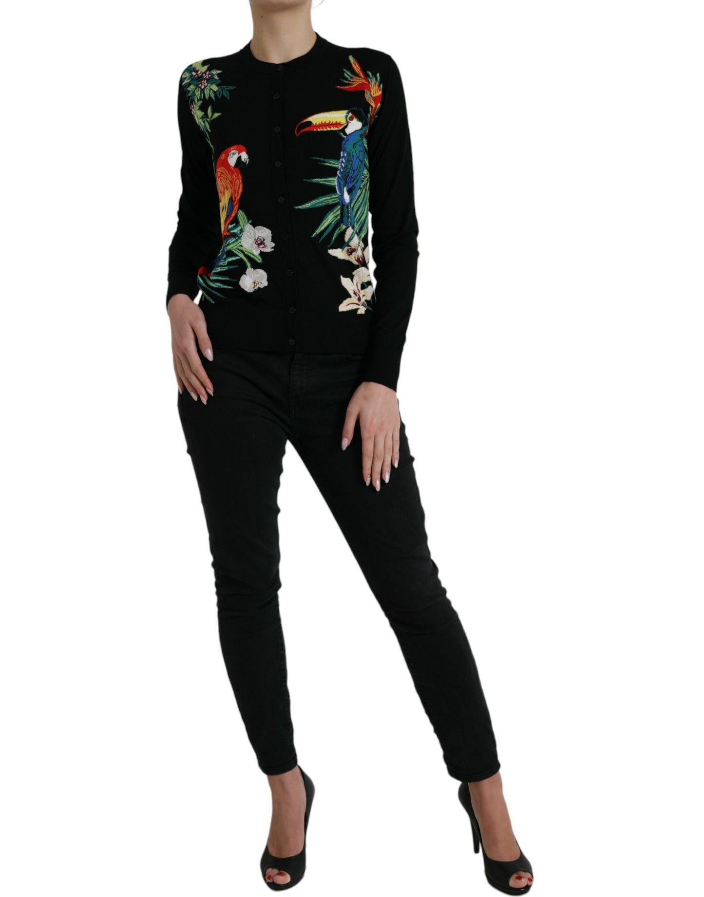 Dolce & Gabbana Elegant Wool Silk Printed Cardigan Sweater Dolce & Gabbana