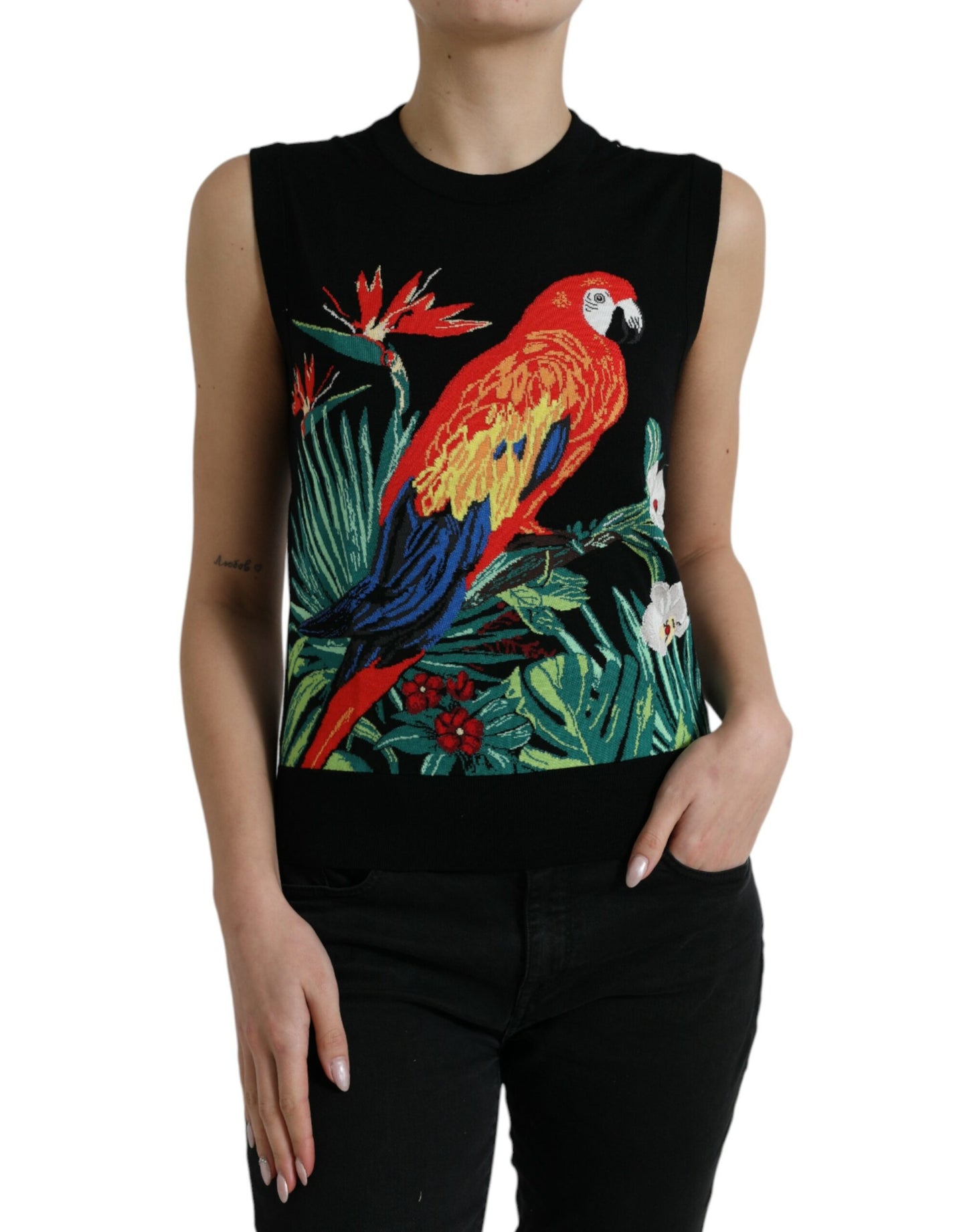 Dolce & Gabbana Elegant Jungle Print Crew Neck Tank Top Dolce & Gabbana